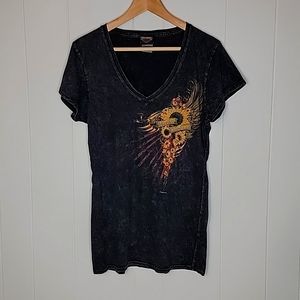 Harley Davidson Atlanta V-Neck T-Shirt with Sunflowers